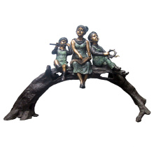Modern popular design bronze mother and children singing statue figure figurines
